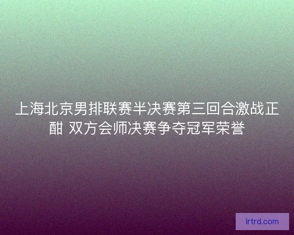 上海北京男排联赛半决赛第三回合激战正酣 双方会师决赛争夺冠军荣誉